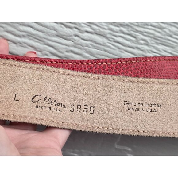 Gibson Snakeskin Leather Belt Large Red Gold-Tone Buckle Retro '80s Vintage Rar - Picture 2 of 4